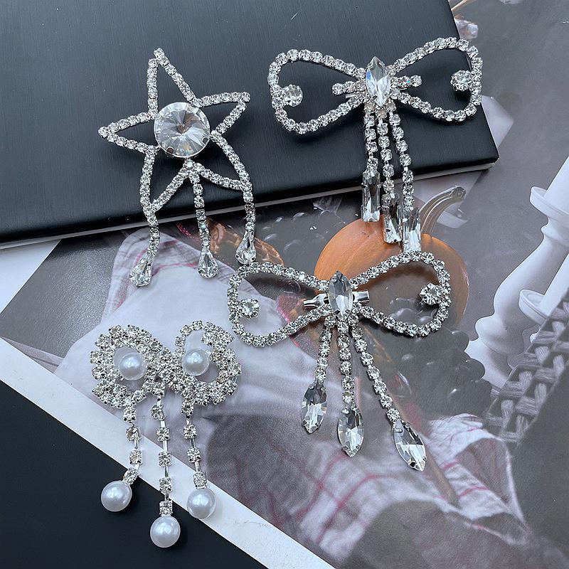 Rhinestone Bow Brooch Pin Tassel Clip Fashion High-End Shoe Bag Accessories Gifts For Women Girls