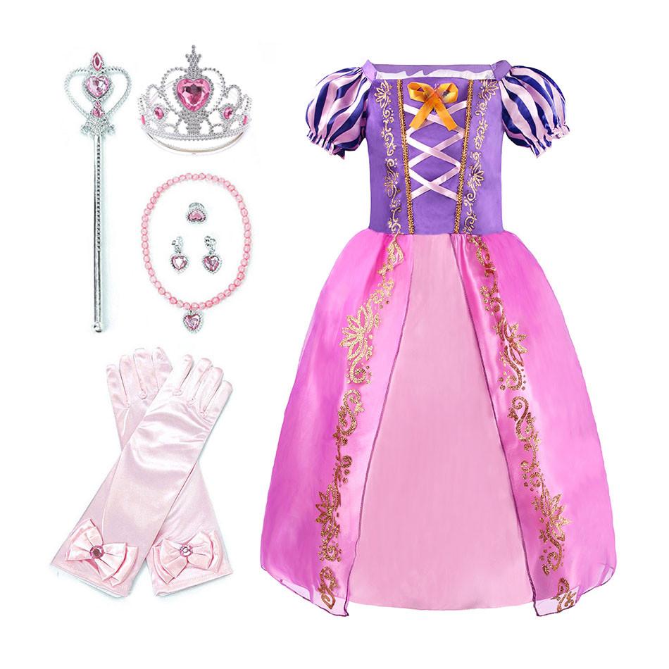Kinderen Rapunzel Jurk Kinderfeest Tangle Kostuum Meisjes Zomer Verjaardag Fantasy Cosplay Carnaval Halloween Kleding 3-8 Jaar Size 100 pink