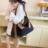 Women's bag canvas bag new shoulder bag fashionable contrasting color handbag wide shoulder strap bag