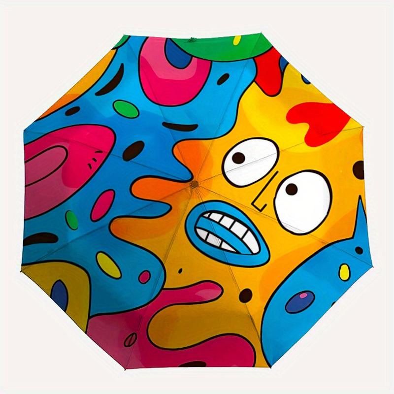 

1pc Colorful Pattern Design Automatic Folding Umbrella, Portable & Foldable Design with 8 Ribs, Casual Outdoor Accessory yy250729042