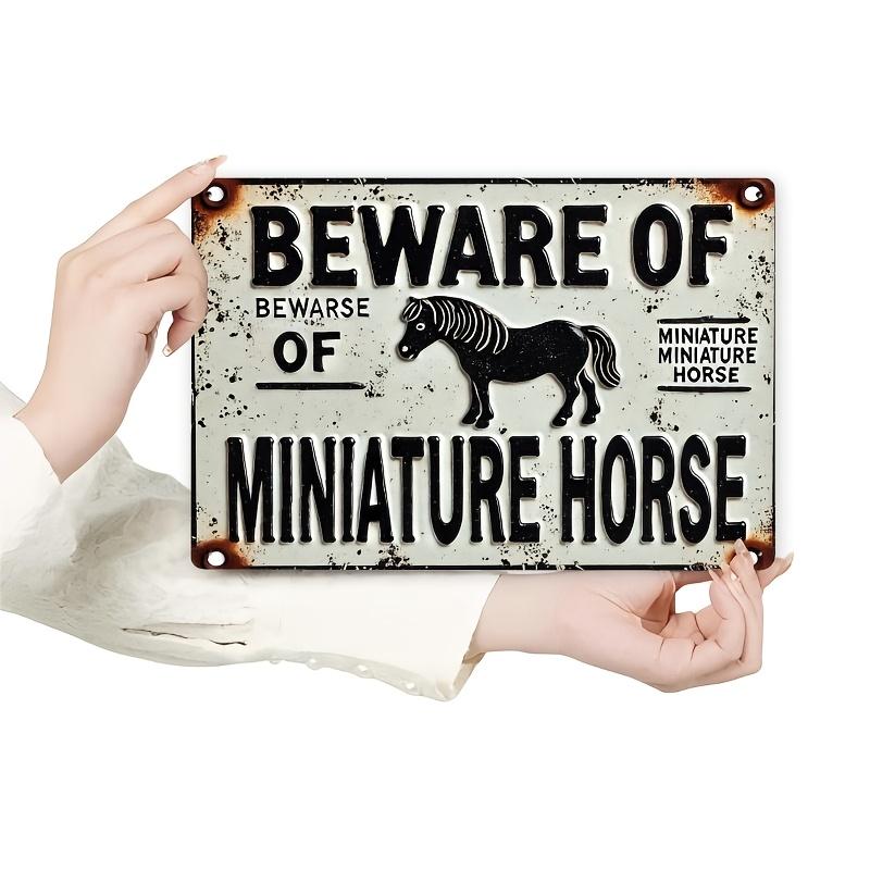 

Vintage Metal Warning Sign 20.32x30.48cm, Rustic Beware of Horse Decorative Plaque, Distressed Weathered Finish белый
