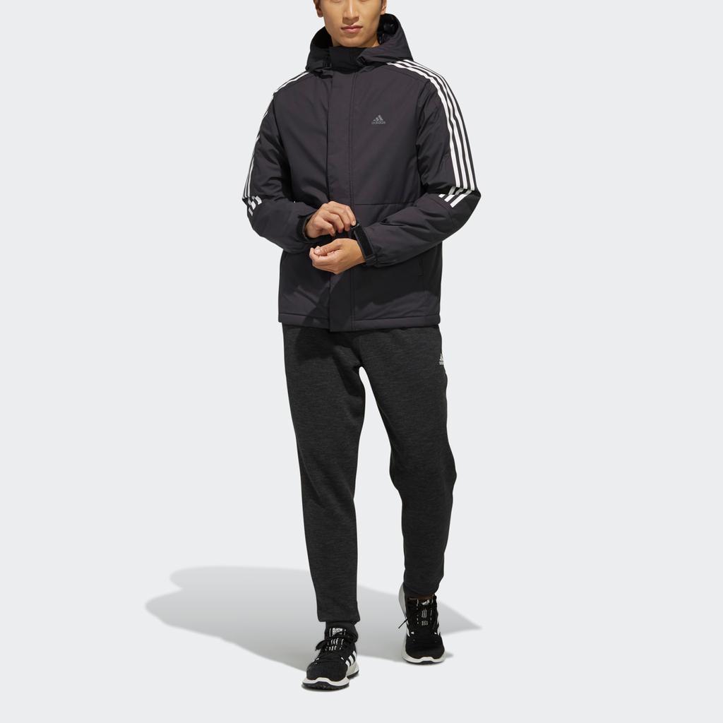 Adidas 3ST Down Jacket Solid Color Hooded Men Outerwear Black EH3995