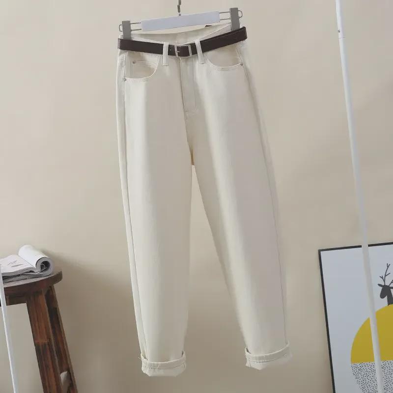 Dámské harémové džíny s vysokým pasem: Podzim 2021 Úzké, rovné, volné kalhoty s potiskem mrkvového střihu