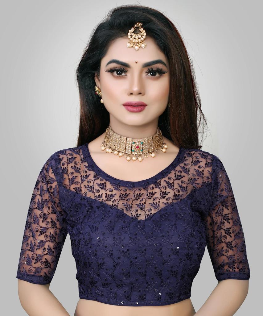 Blusa de Boda Pakistaní Cuello Redondo Choli Étnico para Mujer India Mangas Medias