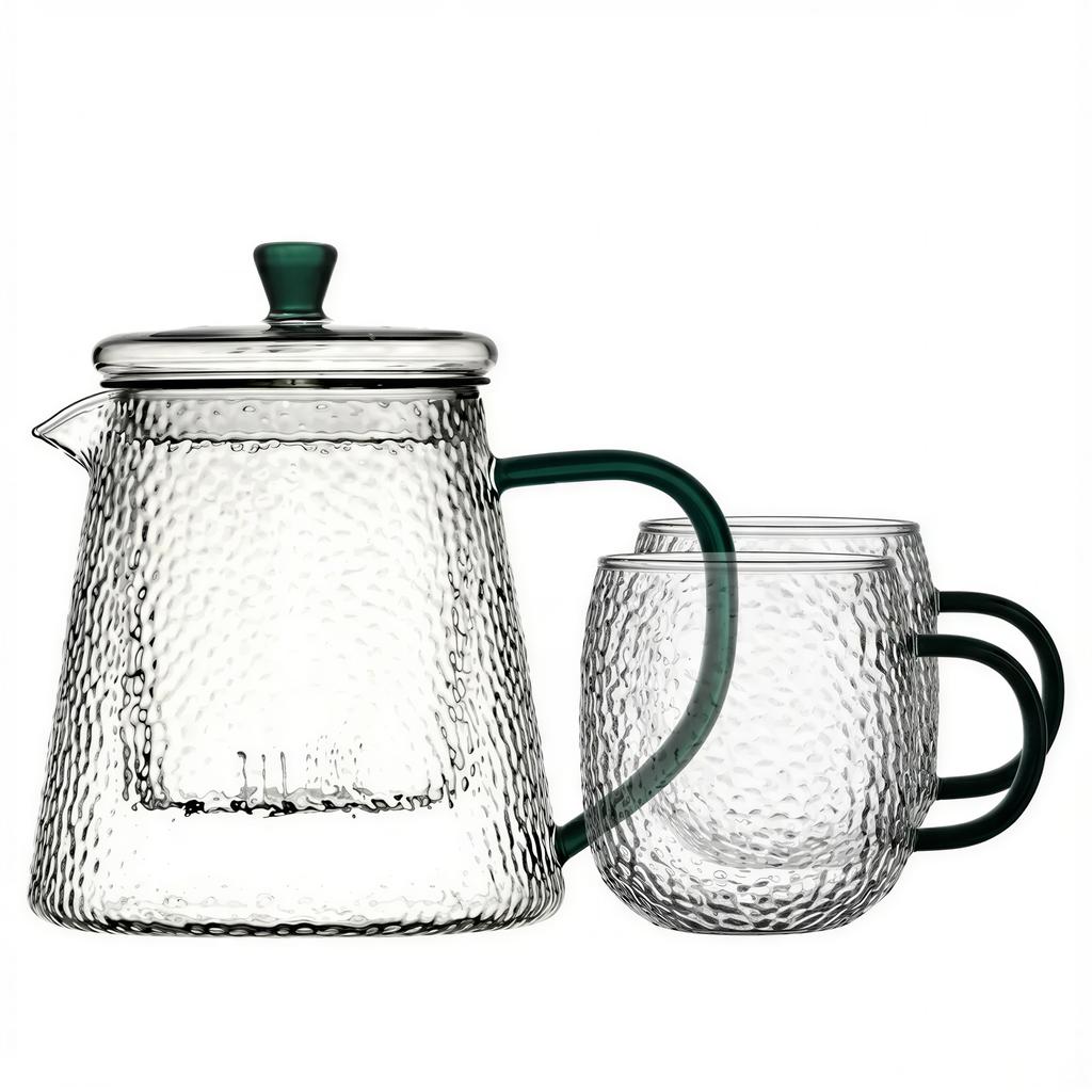 GLASS JUG 1L TEA INFuser with Filter 2 Glasses Transparent