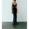 Spring New Arrival French Black Dress Evening Long Dress Silk Satin Texture Intimates Style Dress 8325840
