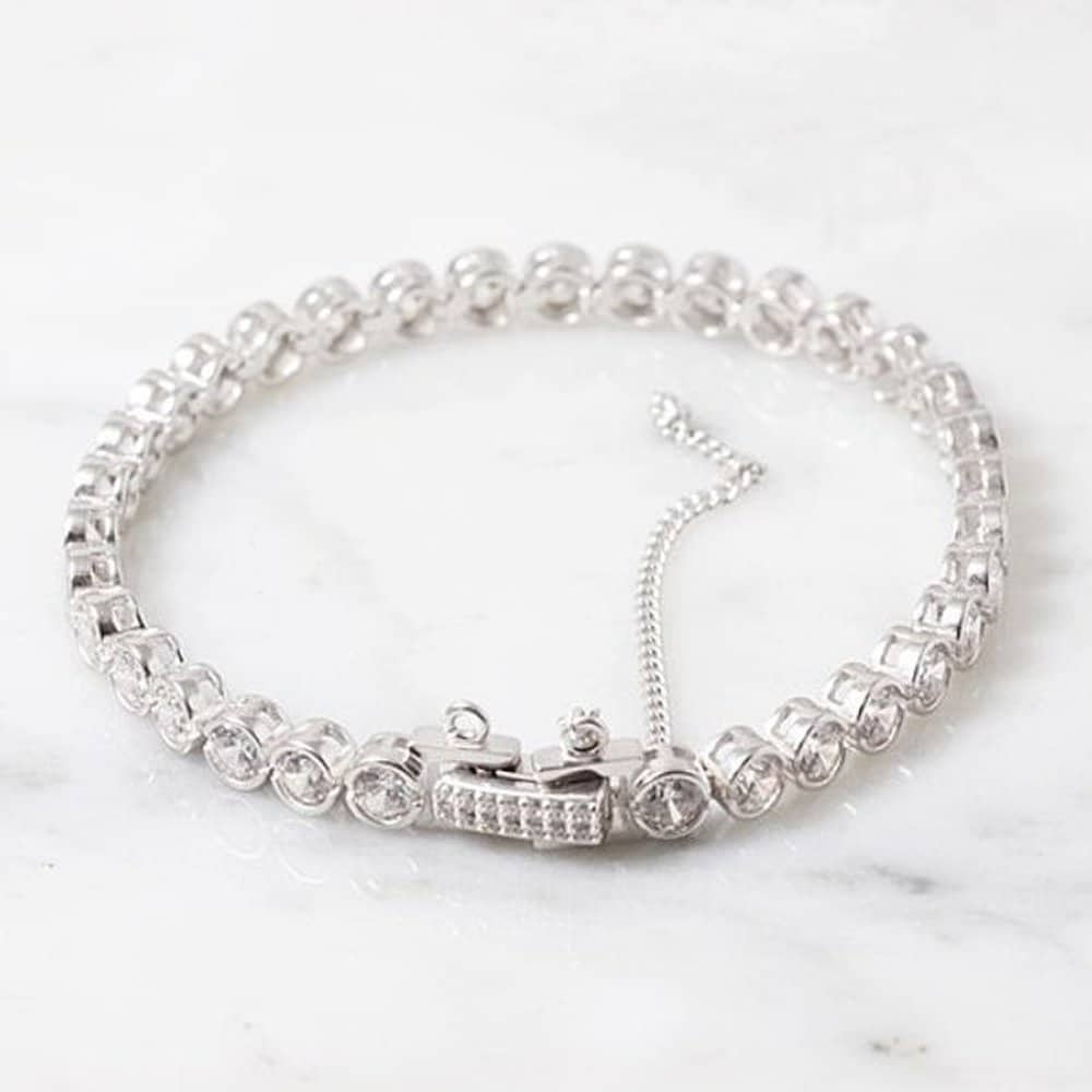 Round 6mm Tennis Cubic Silver Bracelet Thick Circular 925 Sterling Silver High Quality