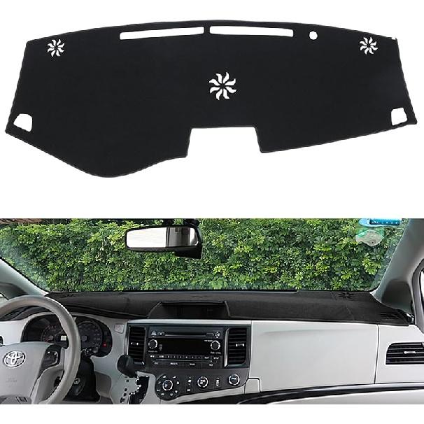 Dashboard Cover Fit For Toyota Sienna 2011 2012 2013 2014 Dash Cover Mat(Premium Carpet,Black)