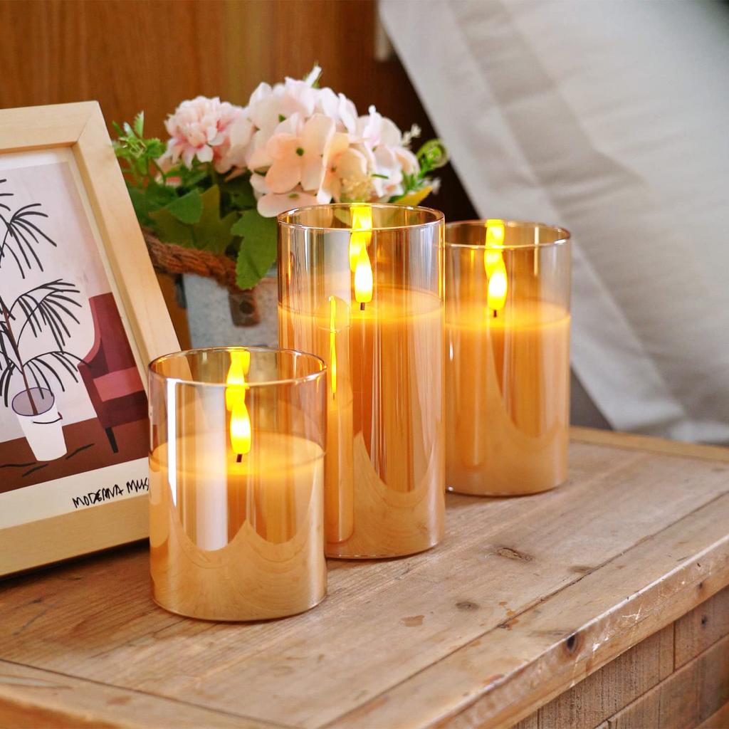 Factory Hot Sale Remote Control Paraffin Wax Glowing Candle with Glass Cup Flameless Wedding Decoration Light