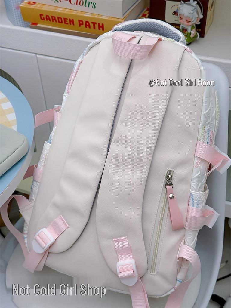 Cute Lightweight Rainbow Pleated Backpack for High School & Middle School Students