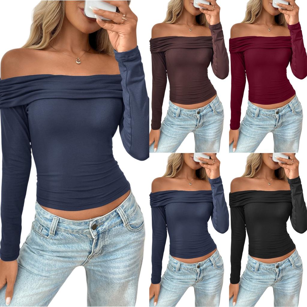Women Tops Long Sleeve R-Neck Shirts Fall Fashion  Casual Business Tunic Blouses