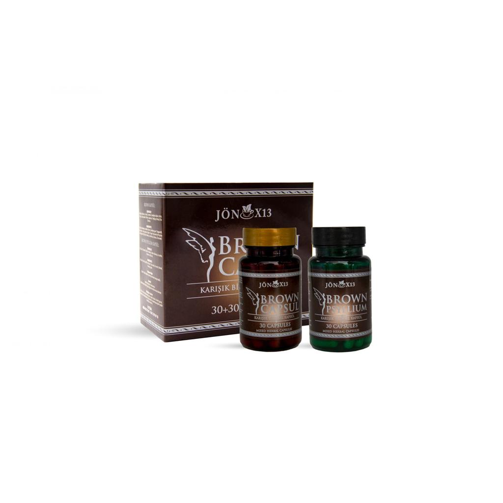 Hnědá kapsle & Psyllium | Bylinné doplňkové duo | 60 kapslí | Podpora trávení & wellness