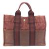 Half Leather Fourre ToutPM Tote Bag Hand Bag Leather/Canvas Wine-red