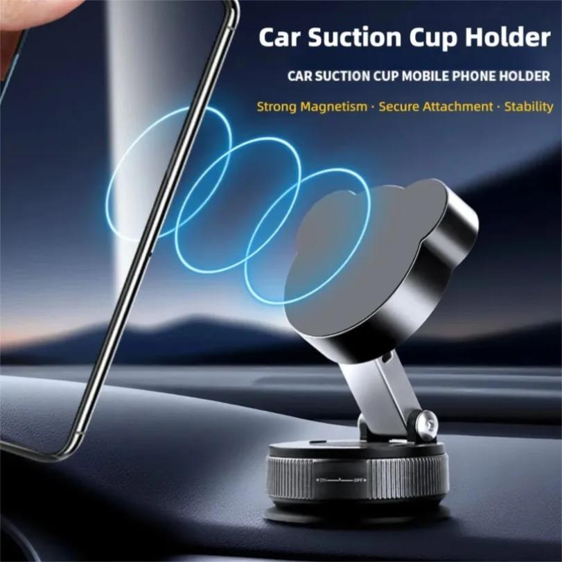 Car Vacuum Suction Cup Magnetic Phone Holder Foldable Desk Stand For Magsafe iPhone 16 15 14 13 12 Pro Max Samsung Xiaomi Mount