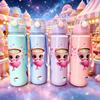 3D Printed Cartoon Coffee Water Bottle, Fade Proof High-value Cup, Large Capacity Lightweight Leakproof with Lanyard,Cute 700ML