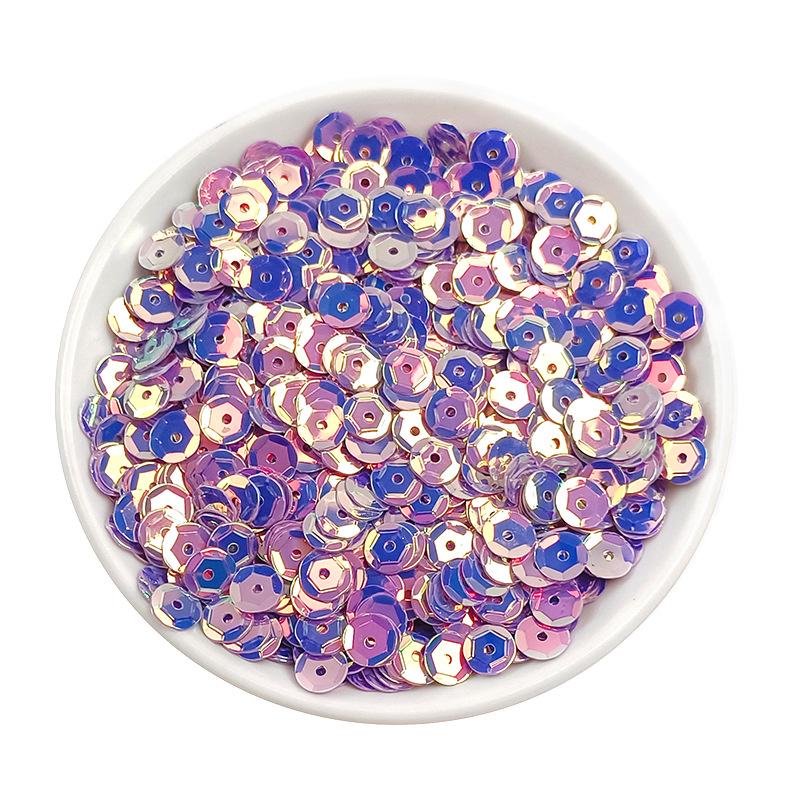 6MM Round Curved PVC Sequins with Middle Hole and Hexagonal Beads for Sewing