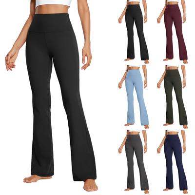 Stretch-Yoga-Leggings für Damen, Fitness, Laufen, Fitnessstudio, Sport, volle Länge, aktive Hose, Schlaghose