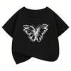 Retro Butterfly Design Printed T Shirts Short Sleeve Kids Childrens Tshirt Boys Girls Summer Spring Casual Top Tee Shirt