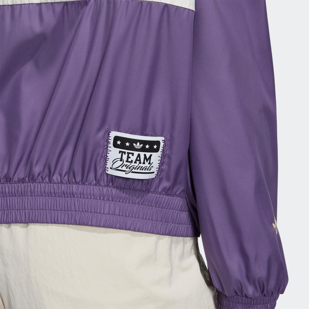 Adidas Originals FW22 Logo Print Patchwork Hooded Jacket Women Outerwear Purple HS1934