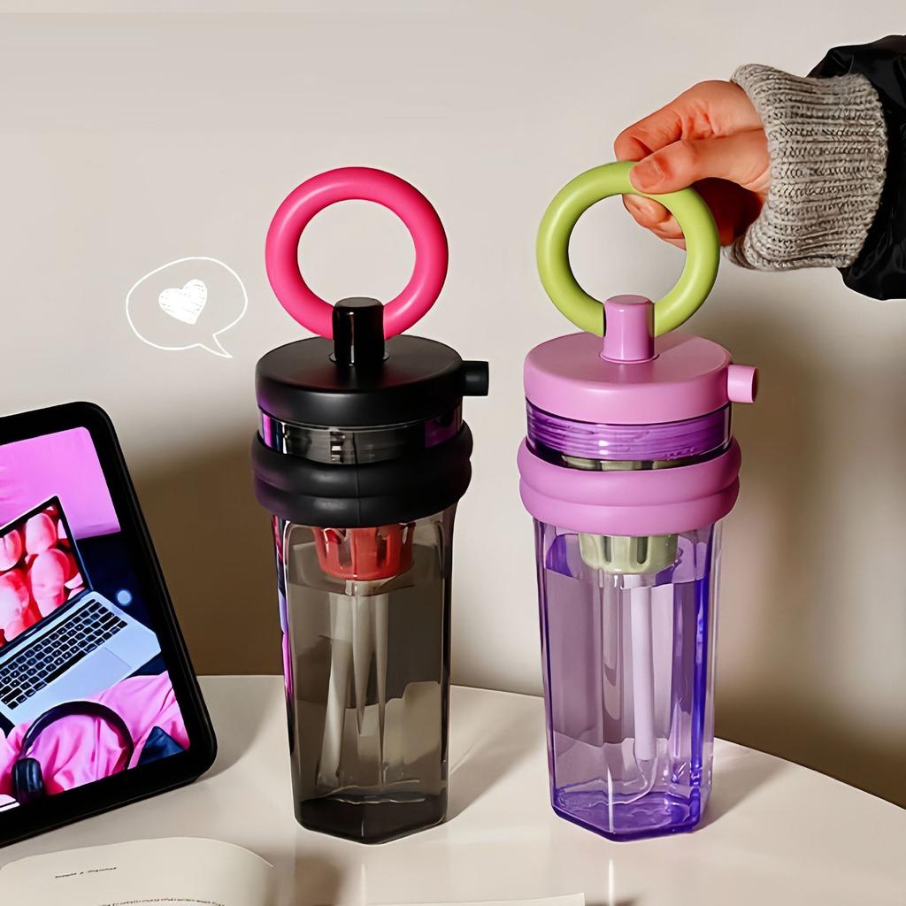 700Ml Summer Cup Milky Tea Cup Cute Wind Belt Straw Water Bottle with Handle Large Capacity Kettle