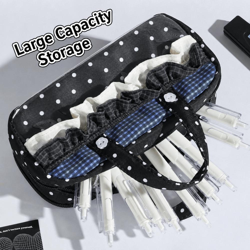 Multi-Layer Pencil Case Ruffle Lace Trim Pencil Pouch Large Capacity Stationery Organizer  Students