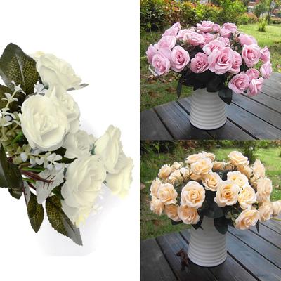 1 Bouquet/12 Heads Artificial Roses Silk Flower Home Party Bridal Bouquet Decor