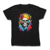 Streetwear Skull Cotton T-Shirt – Urban Graffiti Art, Neon Splash, Colourful Tee