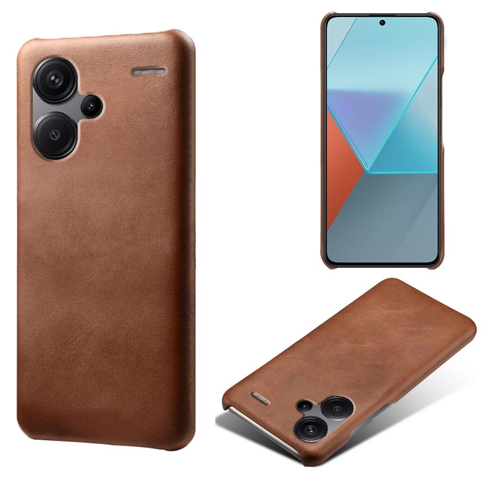 

For Xiaomi Redmi Note 13 Pro+ 5G Case Calf Texture PC Cover Anti-Scratch Phone Shell Brown