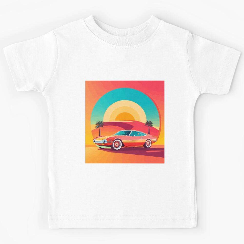 Sunset Cruise: Reviving Retro Vibes with Radiant Rides Kids T-Shirt 110