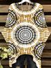 Gold round pattern women's large size short-sleeved T-shirt, irregular hem design