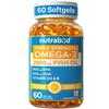 Nutrabud Omega 3 Fischöl Kapseln Dreifache Stärke 2500mg Nahrungsergänzungsmittel EPA DHA Zitronengeschmack Tägliches Wohlbefinden Packung mit 1 60 Stück