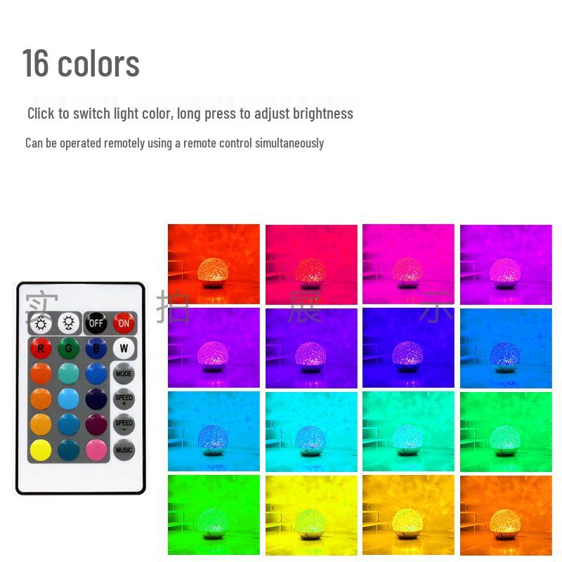 LED Water Ripple Night Light: USB Bedside Atmosphere Lamp for Home Decor and Christmas Gift