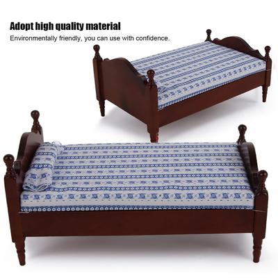 1:12 Wood Small Bed Model In Redwood Color Ature Furniture