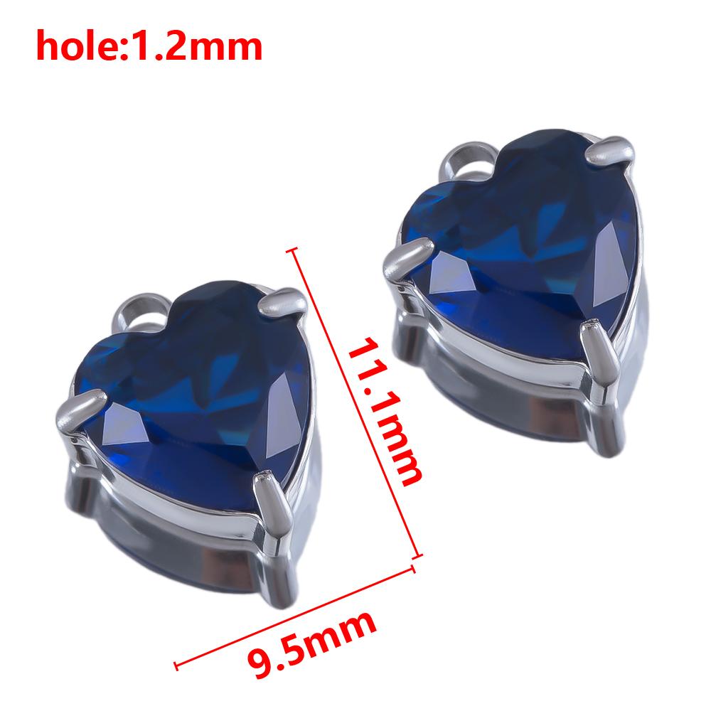 5pcs Stainless Steel Zircon Heart Pendants Base Clear Crystal Charm Beads with Hole for Necklace Making DIY Ear Jewelry Findings