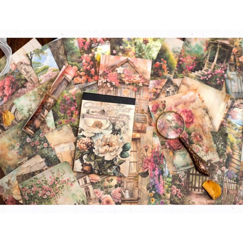 100 Sheets Scrapbooking Backgrounds Paper Aesthetic Decorative Paper for Journaling Card Making Gift Wrapping Decoration