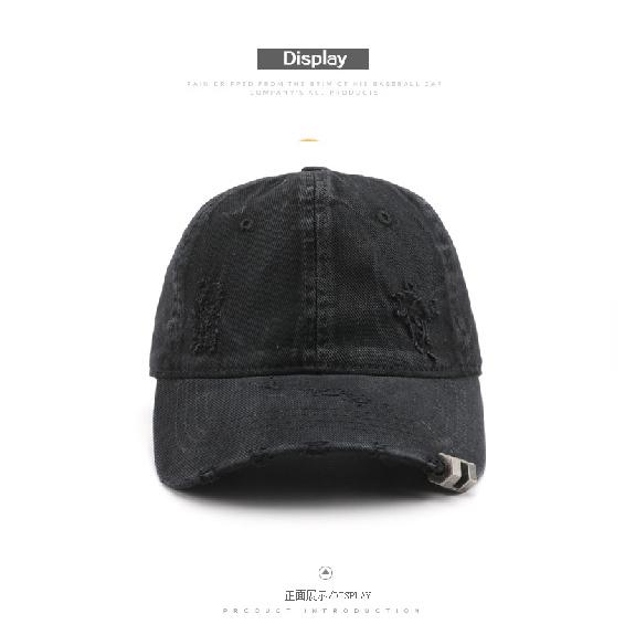 Women's solid-color, plain, washed, distressed, and ripped baseball cap, suitable for outdoor activities, providing sun protection and shade