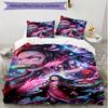 3pcs Duvet Cover Set (1*Duvet Cover + 2*Pillowcase, Without Core), Demon Slayer Print Soft All‑Season Bedding Set, Home Bedroom Decor Gift