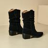 Women's high-heeled short boots autumn and winter new suede large-size casual Roman boots