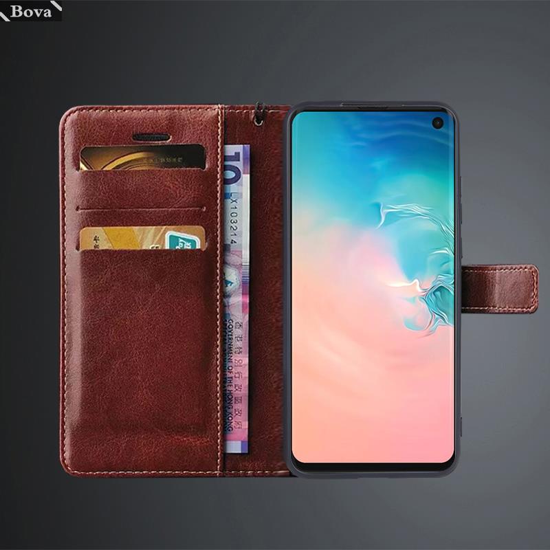 Kartenhalter Lederhülle für Samsung Galaxy S10 + S 10 5G S10e Klapphülle Retro Geldbörse PU Leder Passgenaue Hülle S10 Fundas Coque