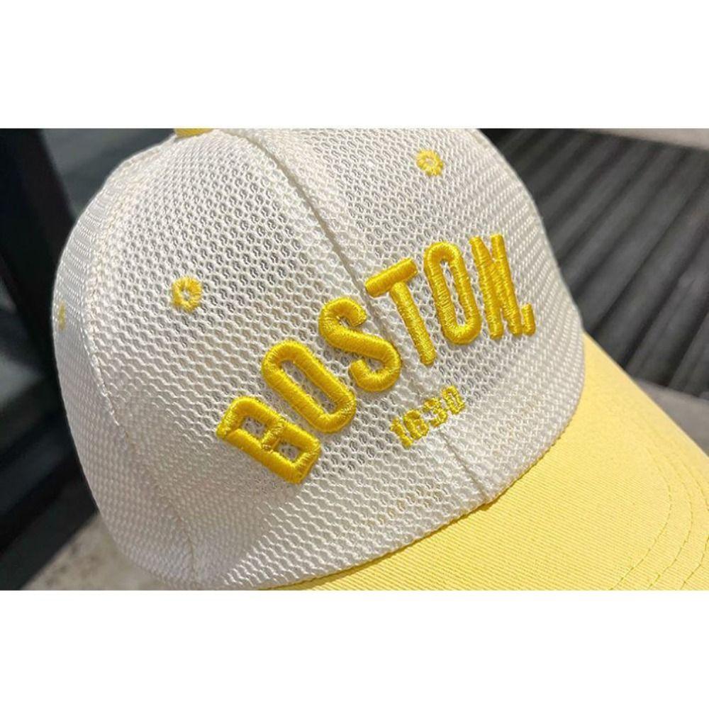 Boné de Beisebol de Malha Respirável Bordado com Letras Chapéus de Proteção Solar para Exterior Para Bebês Meninos Meninas