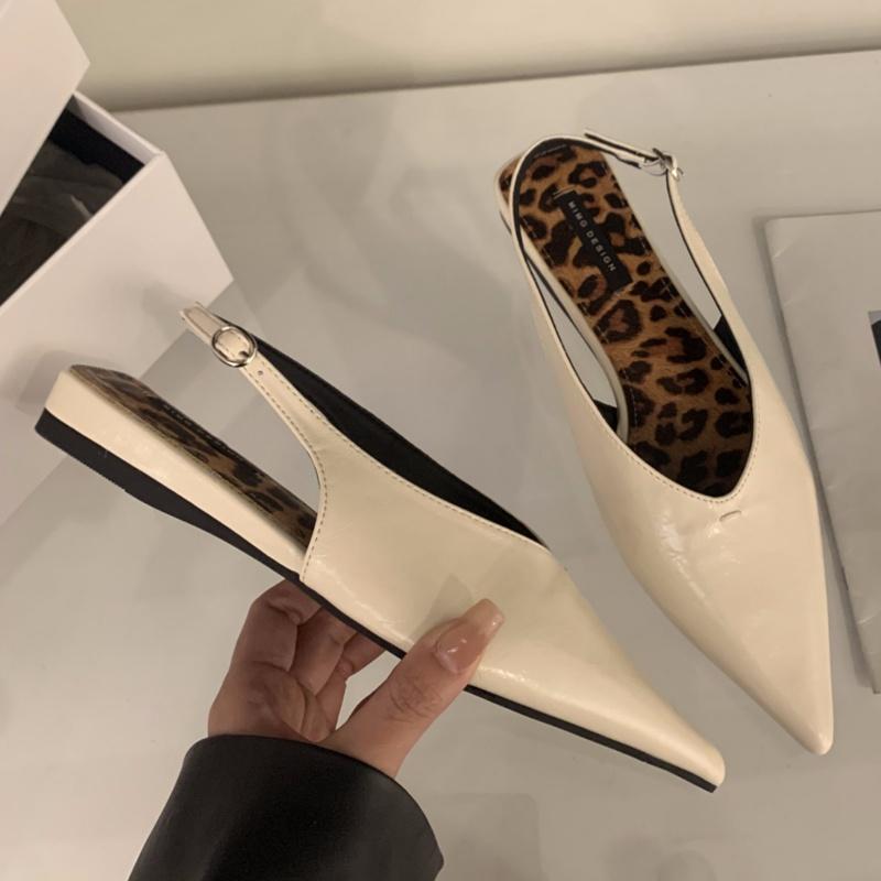 Fashion Bailamos Brand Women Sandals Pointed Toe Elegant Flat-heel Shoes Summer Fashion Slingback Woman Mules Shoes Pumps Dress Shoes Mu