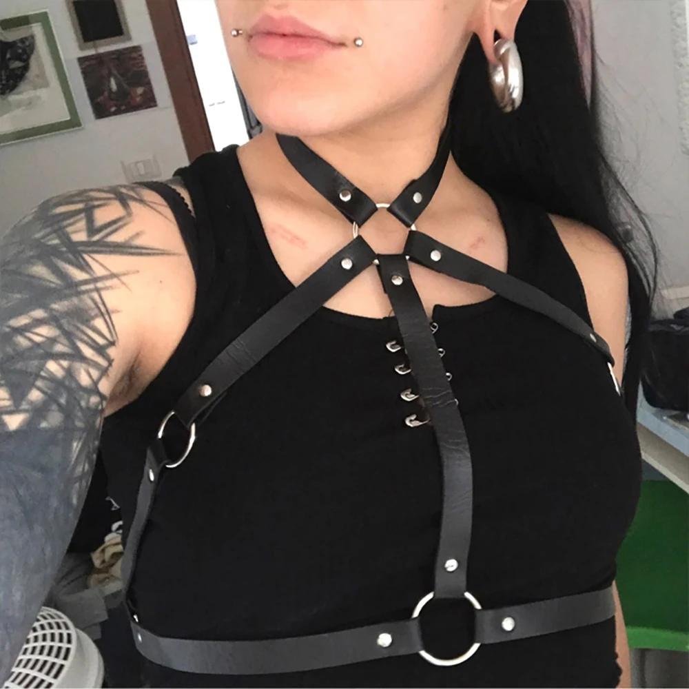 Punk Leather Sexy Chest Harness Belt Body Bondage Women Lingerie Fashion Bra Strap Belt Gothic Fetish Clothing Suspenders
