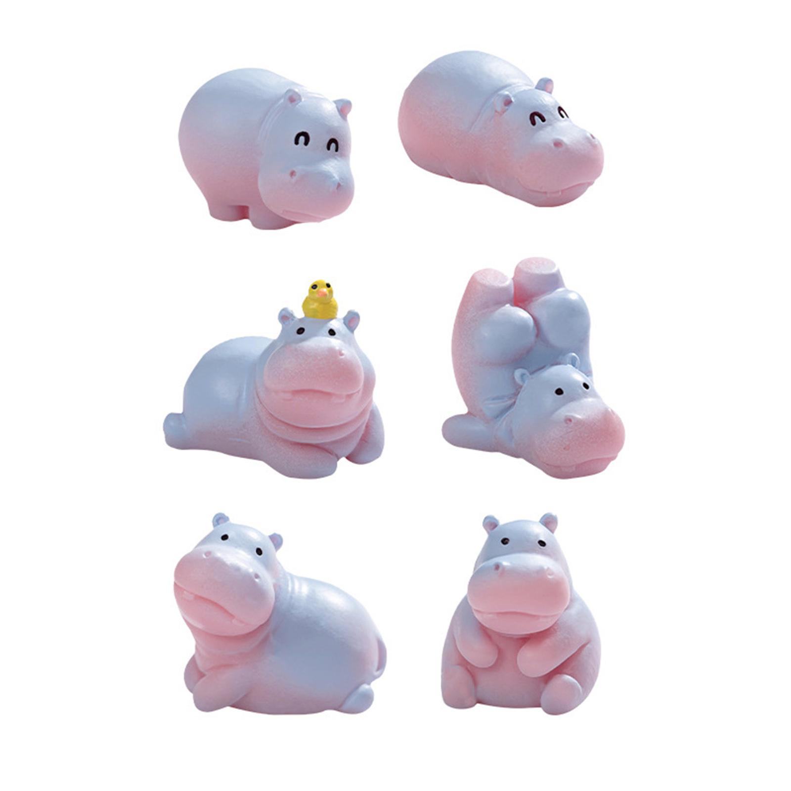 

Set of 6 Hippo Miniature Resins Ornaments for DIY Projects and Unique Home Decorations Garden Landscape Animal Figurines