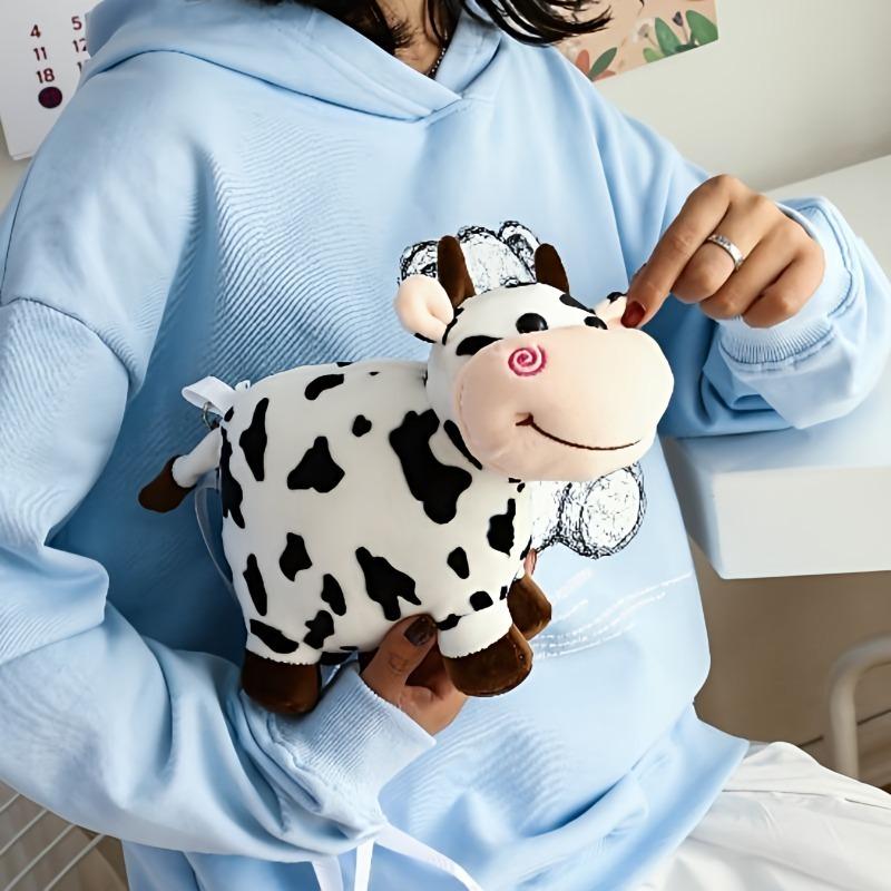 Cute Cow Plush Single-shoulder Bag Student Kawaii Cartoon Crossbody Bag Leisure Versatile Plushie Backpacks Gifts for Friend