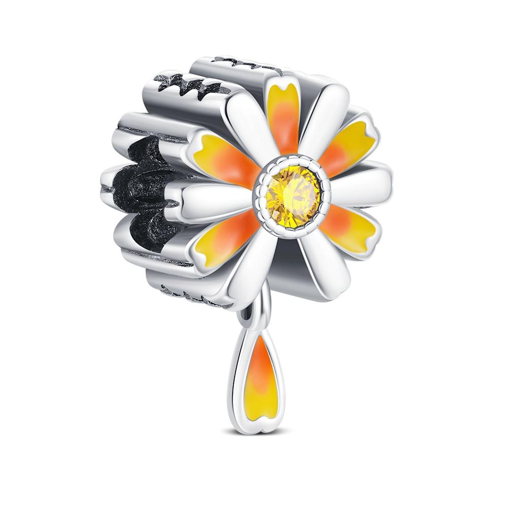 New Original Flower Pendant 925 Silver Rose Charm Fit Bracelet Diy For Women Elegant Bead Daily Wear Fine Gift
