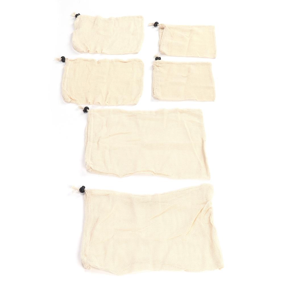 6Pcs Drawstring Storage Bag Cotton Mesh Waste Food Bag Single Side Drawstring Mesh Drawstring Pocket