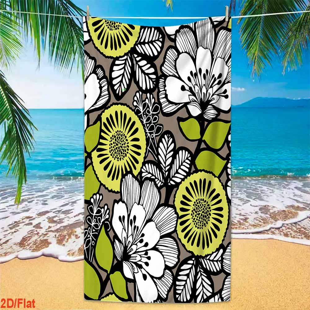 Tropical Hibiscus Flower Swirl Background Large Beach Towel Quick Dry Soft Towel For Outdoor Beach Camping Decor