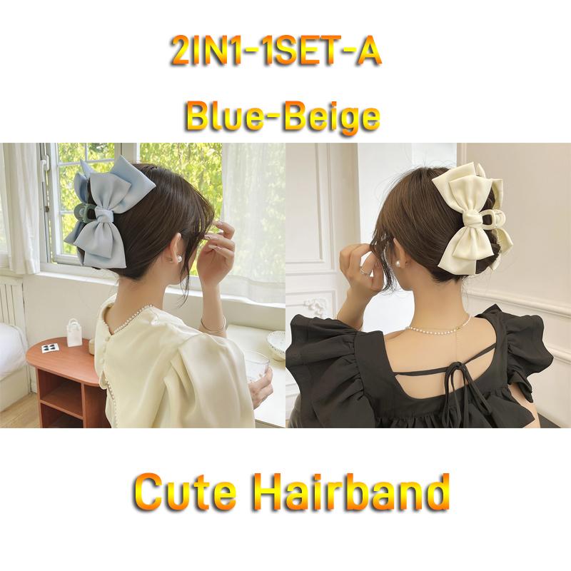 Elegant Women Bow Hair Claw Clips Double-sided Large Satin Shark Hair Claw Solid Bowknot Hairpins Barrettes Hair Accessories
