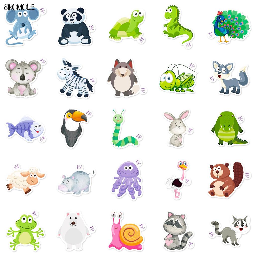 10 30 50Pcs Cartoon Cute Little Animals For Children Stickers Book Diy Skateboard Toy Guitar Luggage Decoration Graffiti Sticker