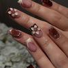 Nalepovací nehet s 3D leopardím květinovým gravírováním Růžový ABS falešný nehet Bezproblémové přilnutí Pohodlný pro denní manikúru na párty